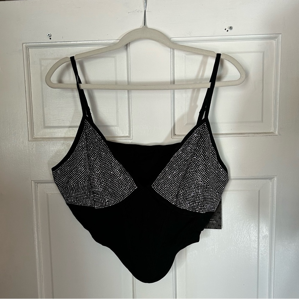 PLUS SIZE rhinestone asymmetrical cami top